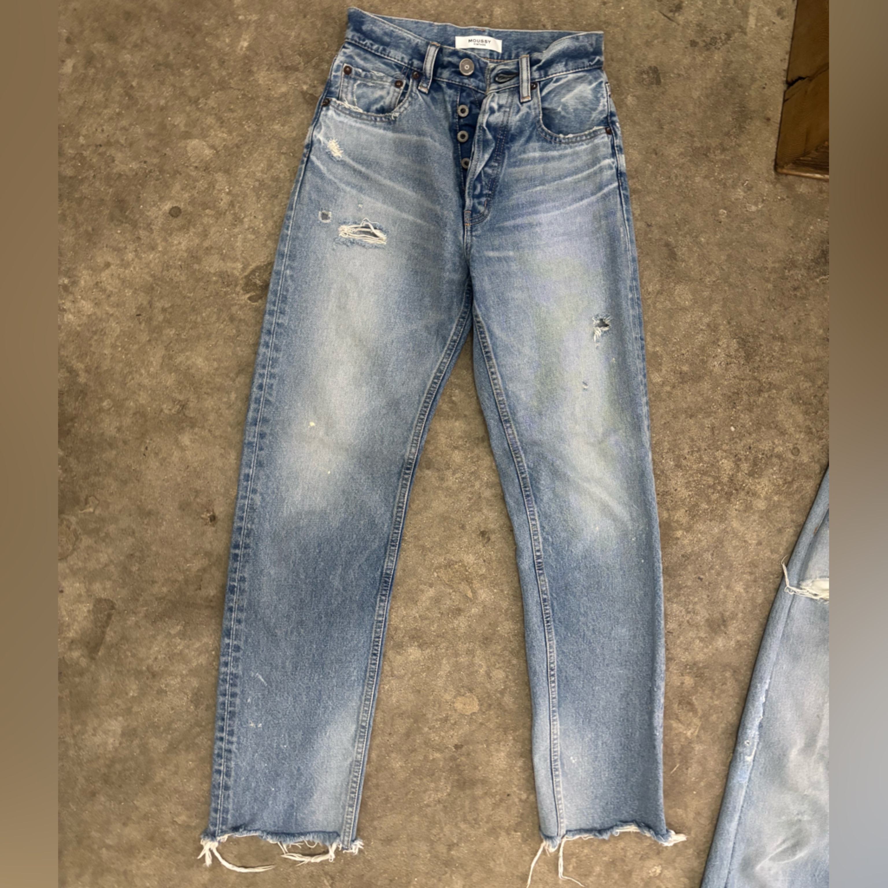 Moussy Blue Skinny Jeans With Distressed Details
